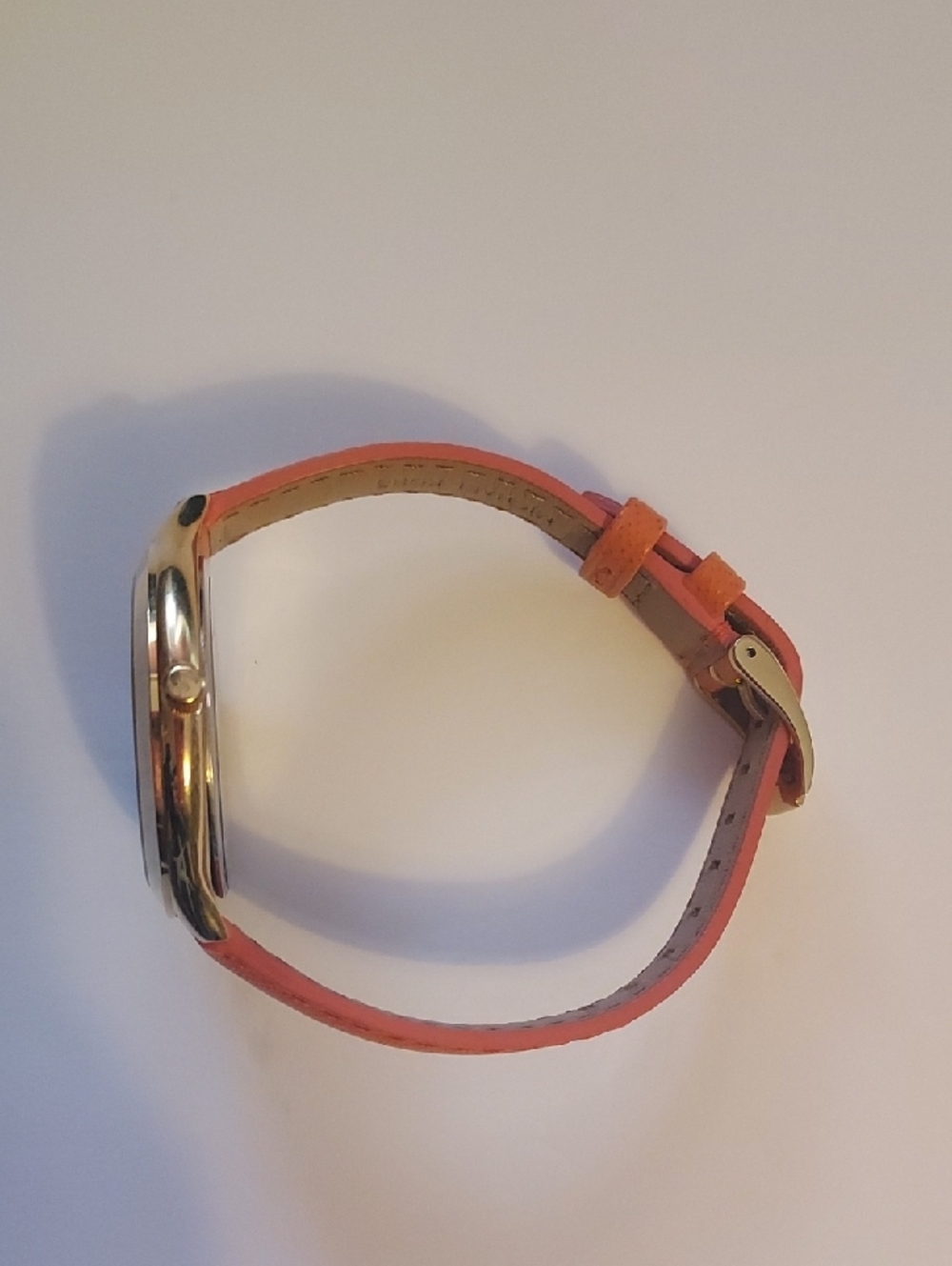 Michael Kors Watch Large Face Gold And Orange Leather Band - Picture 5 of 16